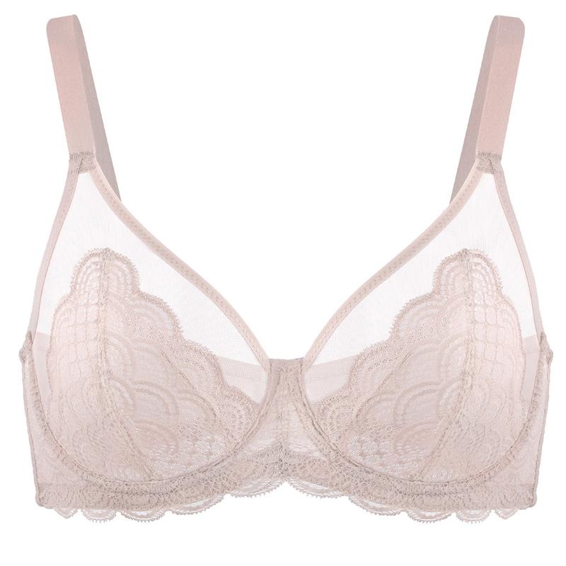 HSIA Mermaid Scales Lace Unlined Full Coverage Plus Size Underwire Minimizer Bra Comfortable Mesh Cup