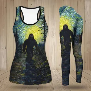 Bigfoot Inspired Hollow Tank Top or Leggings for Women – Funny Cryptid Graphic Activewear, Cute Sasquatch Fan Workout Outfit