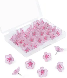 Flower Push Pins, Cherry Cute Push Pins for Cork Board Decorative Thumb Tacks for Photo Wall, Feature Wall, Map, Bulletin Board, Office or Home