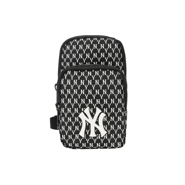 Women's MLB Monogram Retro Nylon Crossbody Phone Bag, Lightweight Adjustable Black Bag for Men