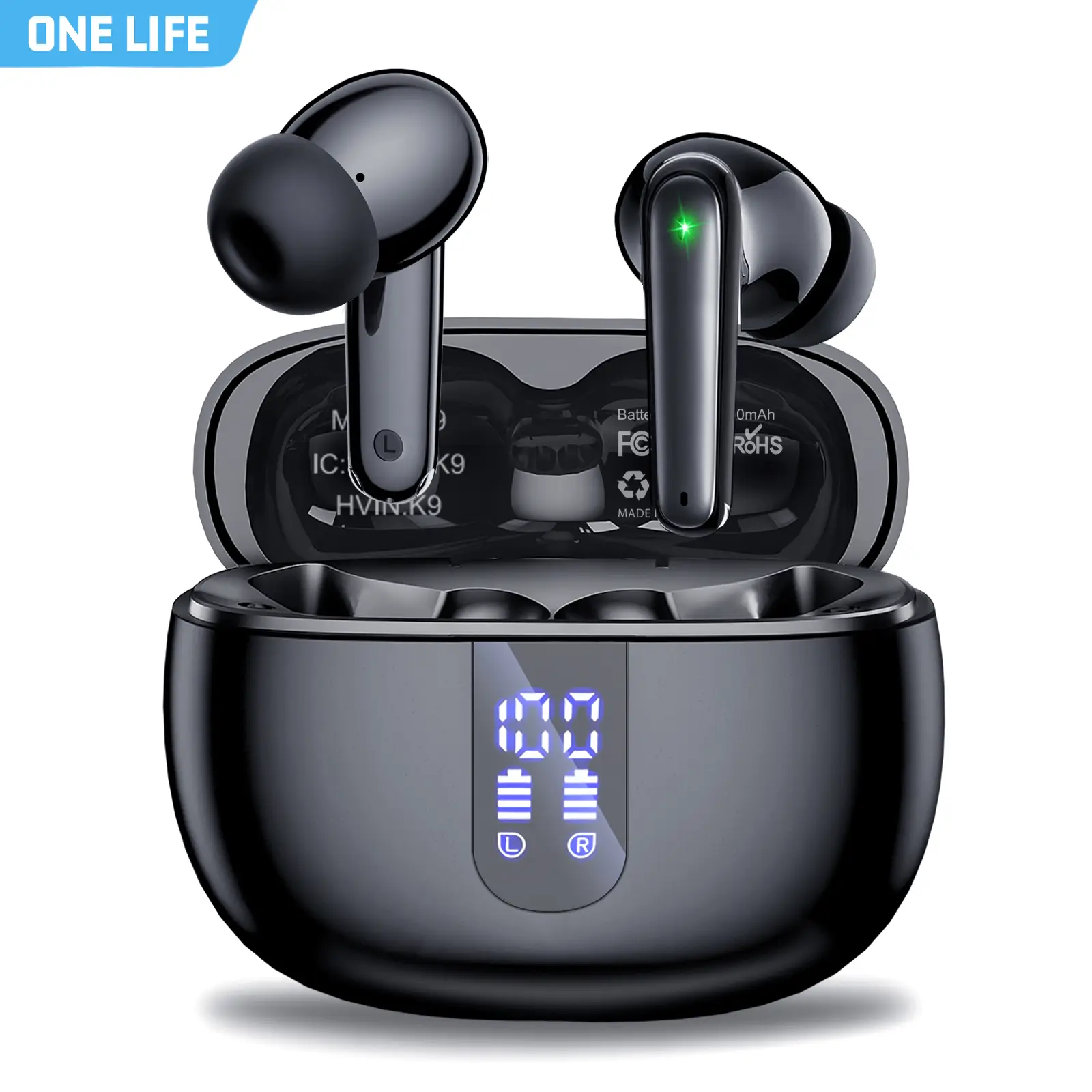 ONE LIFE In-Ear Bluetooth 5.3 Earbuds Noise Cancelling TWS Earbuds Long Battery Life, IPX5-Waterproof, HiFi Sound Headphone For Travel Audio Headset