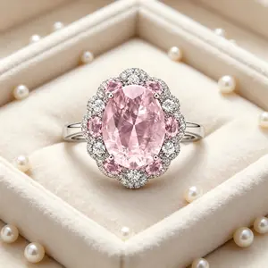 Pink Oval Cut Halo Engagement Ring - So Dreamy!