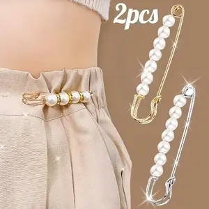 Elegant Plastic Faux Pearl Shawl Buckle, Multifunctional Belt Buckle, Safe Scarf Pin, Sweater Button, Women's Scarf Clip, Adjustable Clips, All Seasons
