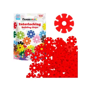 PicassoTiles Building Chip Interlocking Disc Construction Blocks in Color Red