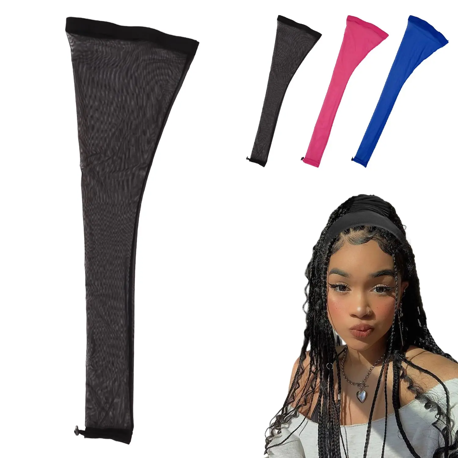 Hair Weave Sleeve For Locs, Hair Sleeves For Locs Women Hairweave Sleeve For Locs With Drawstring Hairweaves Sleeve - Fashionable Design - Haircare Hairs With Elastic Band (1count) (black) Smooth Adjustable