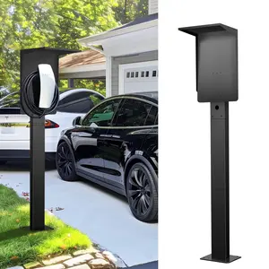 EV Charger Pedestal Heavy Duty EV Charger Stand for Tesla Gen3 Electric Vehicle Charging Stations Compatible with Tesla Mobile Connector & J1772 Charger Bouns Tesla Holder