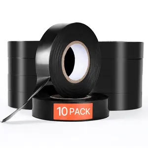 VEVOR 600V Electrical Tape, 10 Rolls, 3/4 in x 66 ft General Purpose PVC Insulating Wire, 0℉ to 221℉ Flame Retardant, Waterproof, Secure Adhesion, Weather Resistance, for Electrical Equipment, Black