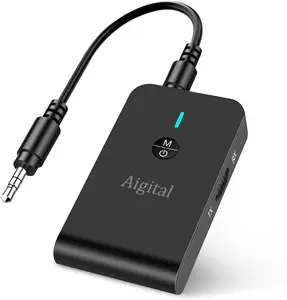 Bluetooth Transmitter for TV PC,  in  Bluetooth Audio Adapter Music Receiver (.mm Jack Cable, Low Latency,Builtin Microphone) Wireless Transmitter for Home Stereo/Car/Airplane/Boat/Gym/MP/MP
