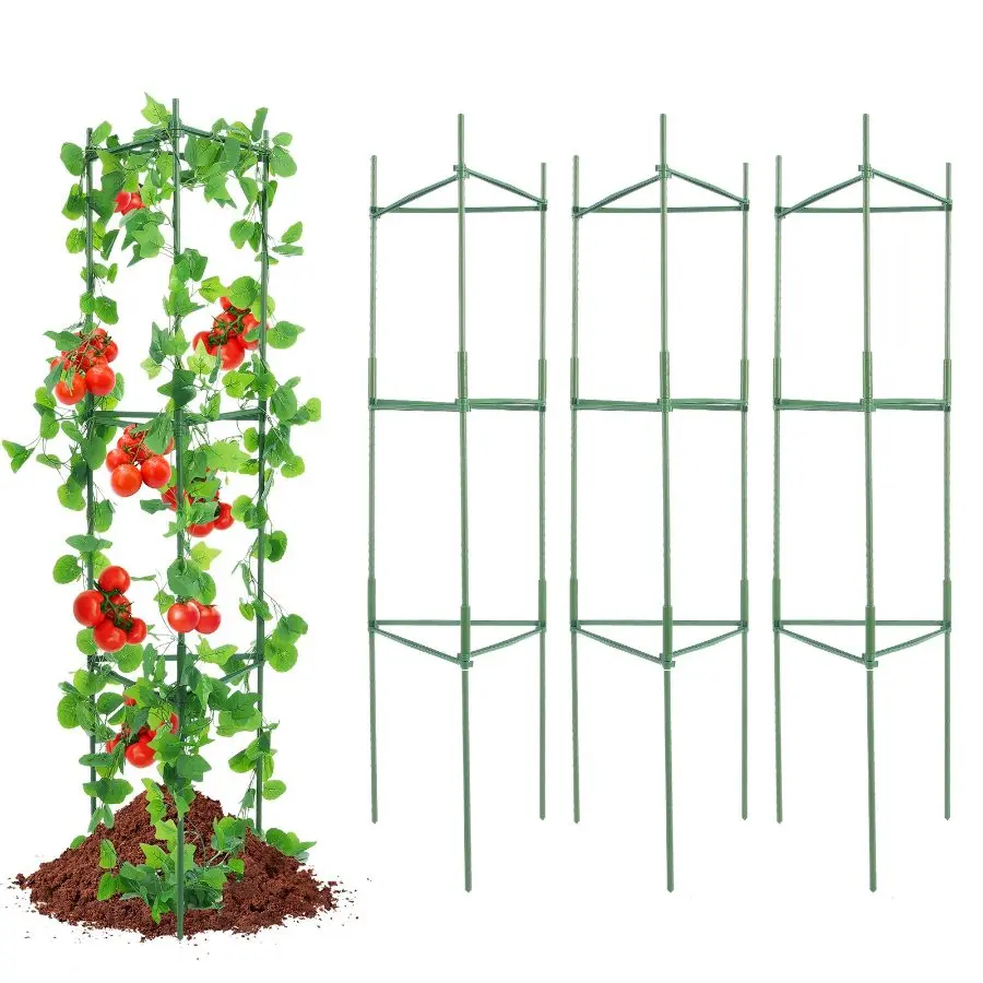 【Summerfinds】 6-Pack 48-in Rustproof Carbon Steel Tomato Cages, Easy-Setup Stackable Garden Arch Trellis with Zip Ties & Tomato Trellis Clips, for Raised Garden Beds & Climbing Vegetablesdealsforyoudays