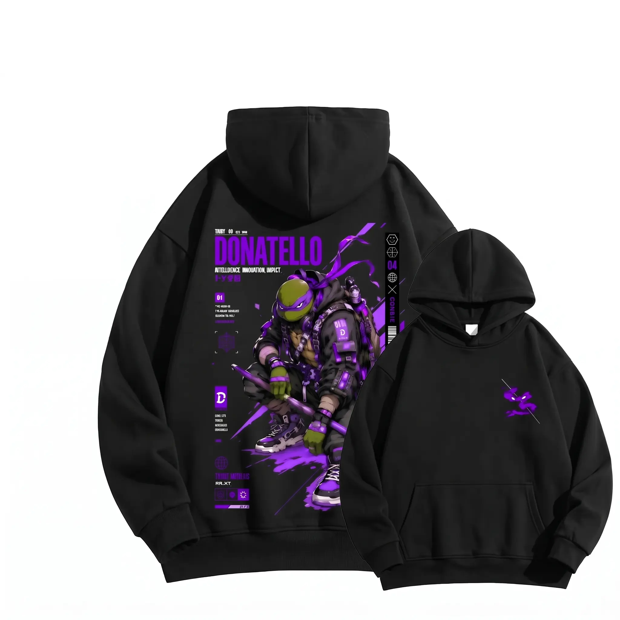 UNISEX Cyberpunk Donatello Teenage Mutant Ninja Turtles Techwear Hoodie Y2K Streetwear Oversized Pullover Sweatshirt Gamer Retro Aesthetic Trending TikTok Fashion Cozy Top Unisex #tiktokmademebuyit #techwear #streetwear #y2kfashion #tmnt #fyp