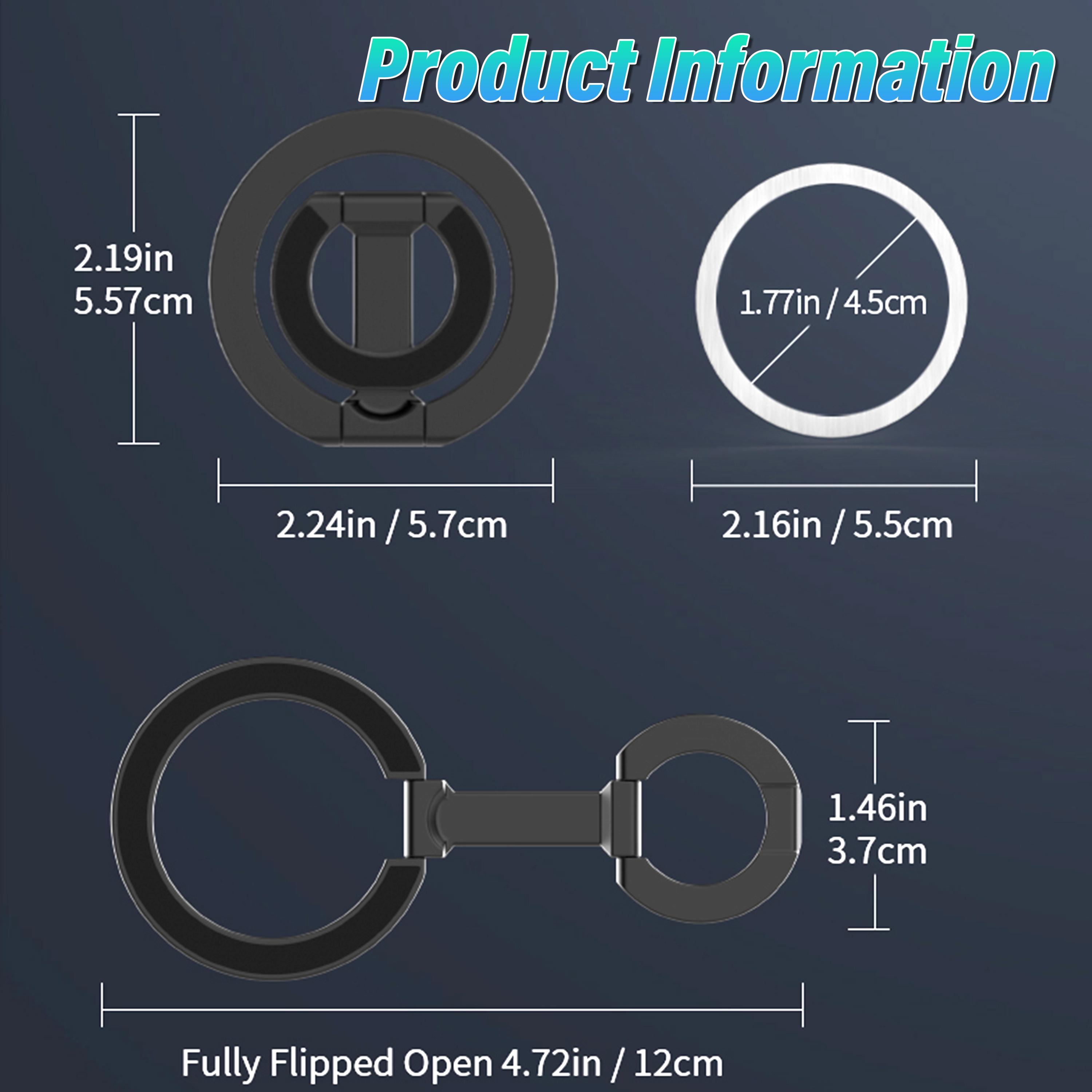 Magnetic Phone Ring Holder Stand, Dual-Sided Strong Magnet Grip Compatible with Car Mount, Magnetic Phone Accessory for iPhone 17 16 15 14 13 Pro Max Plus