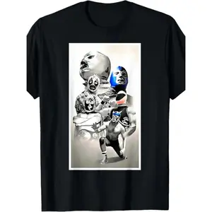 Legendary Mexican Wrestler Demon Blue Lucha Libre T-Shirt 90s Vintage Men Cotton Casual American Short Sleeve Graphic Meme Shirt Hilarious Say You Swear Goth Money Tee