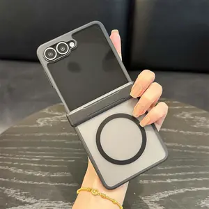 For Magsafe Magnetic Hinge Protection Transparent Shockproof Phone Case for Samsung Galaxy Z Flip 7 Flip7 5G 2025 Clear Cover