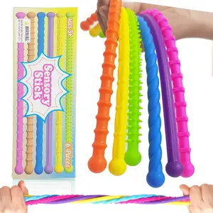 6-Piece New Children Sensory Rod Fun Stress Relief Fidget Toy, Twistable Stretchy Relaxing Toy, Kids Anxiety Reduction Plaything, Anxiety Relief Products