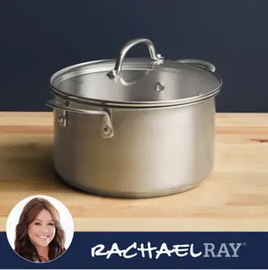 Rachael Ray Professional 6-Quart Stainless Steel Induction Stockpot with Lid for Home Cooking Kitchenware Food Cookware Induction Safe & Easy Cleaning