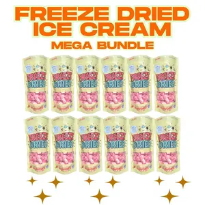 MEGA-BAG MEGA BUNDLE - FREEZE DRIED ICE CREAM - SUMMER EXCLUSIVE - 12 Large Bags - Vanilla - Mint - Neapolitan - Strawberry Shortcake - Orange Creamsicle - Cookies-N-Cream - S'mores