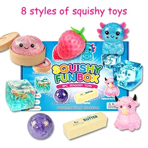 8 Pack Squishy Fidget Stress Relief Toys, Assorted Styles, Rebound Sensory Decompression Toys, Creative Party Gifts for Kids and Adults