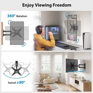 TV Wall Mount for Most 26-60 Inch TVs, 15.3 Inch Extension TV Mount Swivel and Tilt, Full Motion Wall Mount TV Bracket Fit Max VESA 400x400mm, Holds up to 70 lbs.