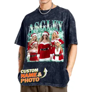 Custom T Shirts with Text & Picture,Vintage Bootleg Rap Tee for Boyfriend Girlfriend,Gift on Birthday Anniversary Summer Casual Short-Sleeved Customized retro T-shirt, Large size S-5XL