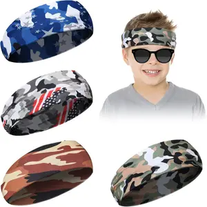 L-HDW063 4 Pieces Kids Sports Headbands Athletic Sweatbands Headband Wicking Elastic Hairband for Girls and Boys Toddler Children