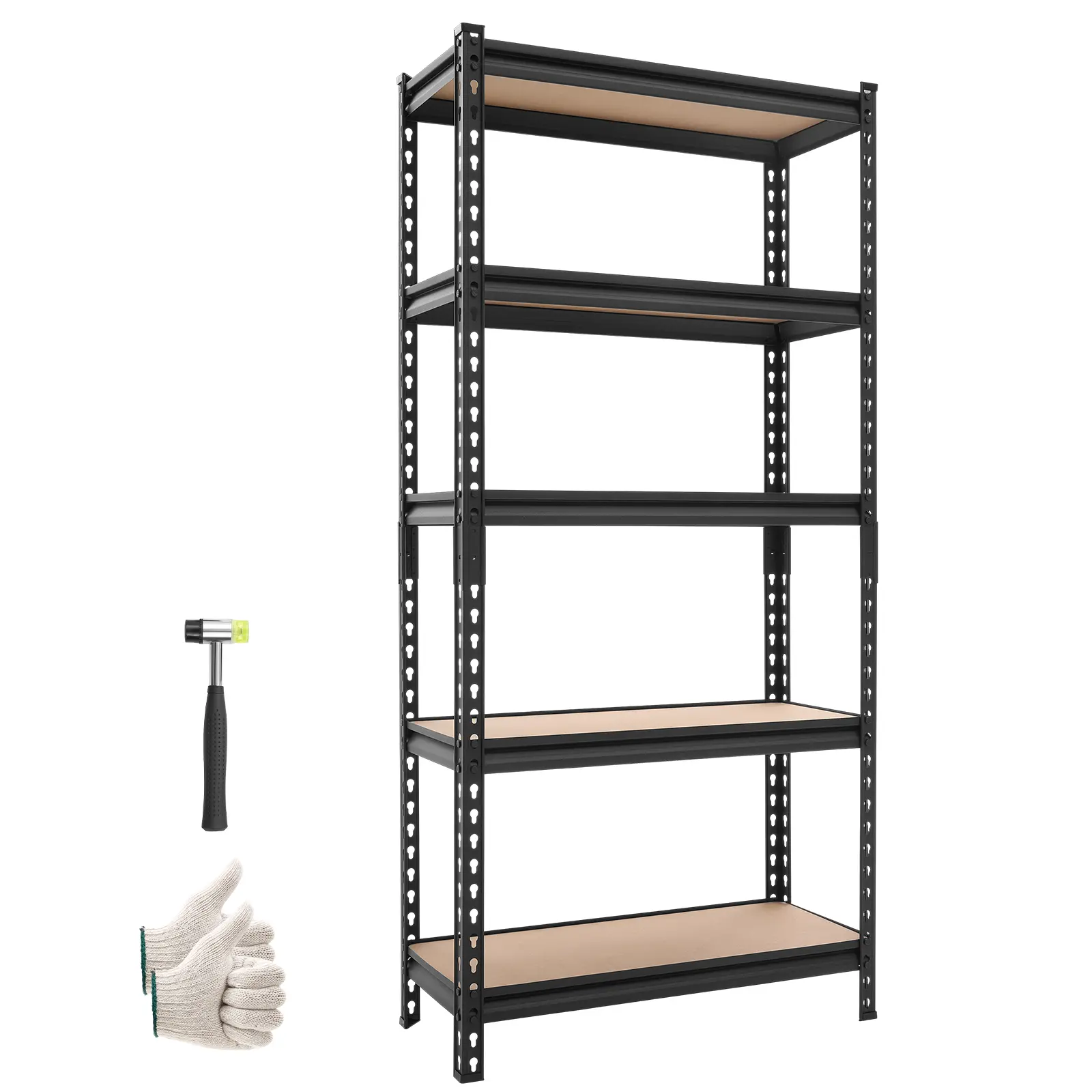 【summerfinds】VEVOR Adjustable Metal Stand, 5-Layer Heavy-Duty Storage Shelving Unit with 2000 lbs Capacity & Anti-Tip Kit, 28.35x12.17x59.84 in Expandable Utility Rack for Bedroom, Kitchen