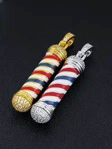 LYEECYEE Fashion Hip-Hop Jewelry Pendant, Barbershop Pole Pendant Retro Hip-Hop Trendy Street Accessory Men's Necklace, the Perfect Gift for Festivals and Parties
