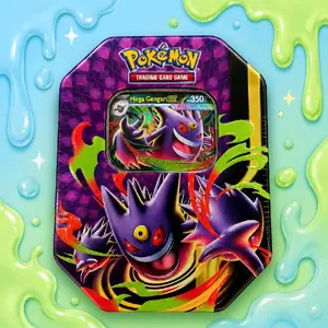Mega Gengar ex Moonlit Tin | 4 Pokémon Packs + Promo Card