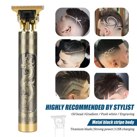 Men's Professional Titanium-Lithium Haircut Machine - Lightweight Trimmer, Cordless Metal Body Hair Trimmer, USB Rechargeable for Barber & Personal Daily Grooming (Ideal for Short Hair Hairstyles)