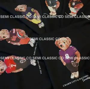 Football All Team Graphic Black Sweatshirt Pullover Vintage Sport Varsity Crewneck