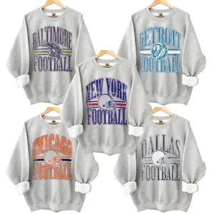 Vintage All 32 Team Football ASH GREY Crewneck Sweatshirt, Hometown Football Game Day Pullover, Vintage Football Throwback Graphic, Gift For Fans