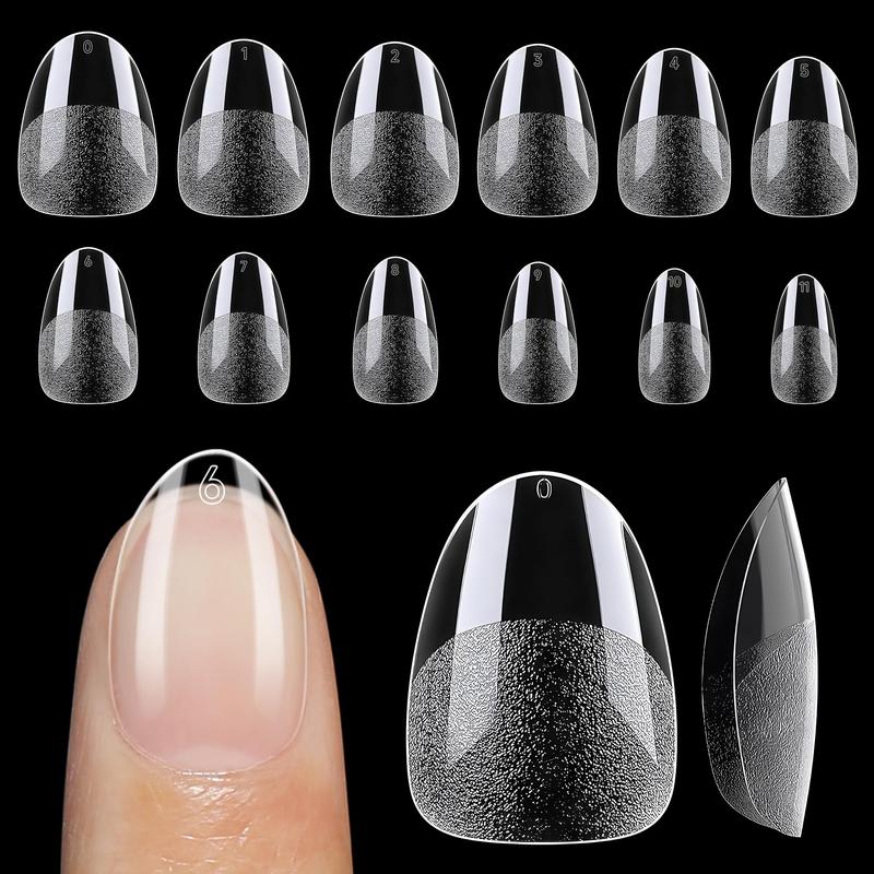 Extra Short Almond Nail Tips 12 Sizes 120Pcs Clear