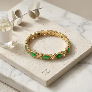 Detachable energy magnet bracelet with diamond-shaped cat's eye stones, adjustable women's health wristband, perfect holiday gift.
