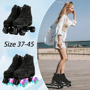 Outdoor Roller Skates Sports Double Row Skates Quad 4 Wheels Skating Women Flashing Roller Skates Shoes for Men Youth Boys Girls