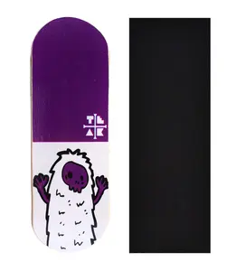 Heat Transfer Graphic Wooden Fingerboard Deck, "Purple Yeti" - 32mm x 97mm