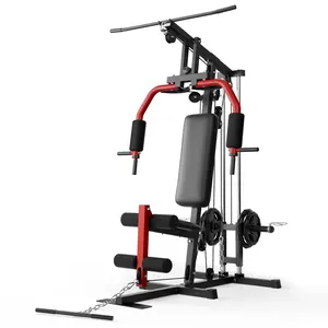 Multi-Function Full Body Strength Equipment, Compatible with 1" & 2" Weight Plates, Strength Training Machine with Lat Pulldown, Chest Press, Leg Extension, Pulley System