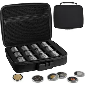 Coin Capsules with Foam Gasket and Storage Organizer Box, Coin Storage Case with Lock Coin Collection Supplies for Dime,Cent,Nickel,Quarter,Silver Dollar,Half Dollar (Black Gasket - 41mm - 108PCS)