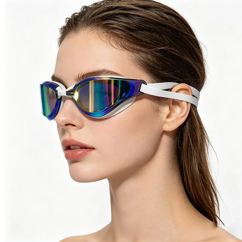 Swimming Goggles with Earplugs, 1 Count Anti-fog & UV Protection Swimming Goggles, Comfortable Swimming Accessories for Adults