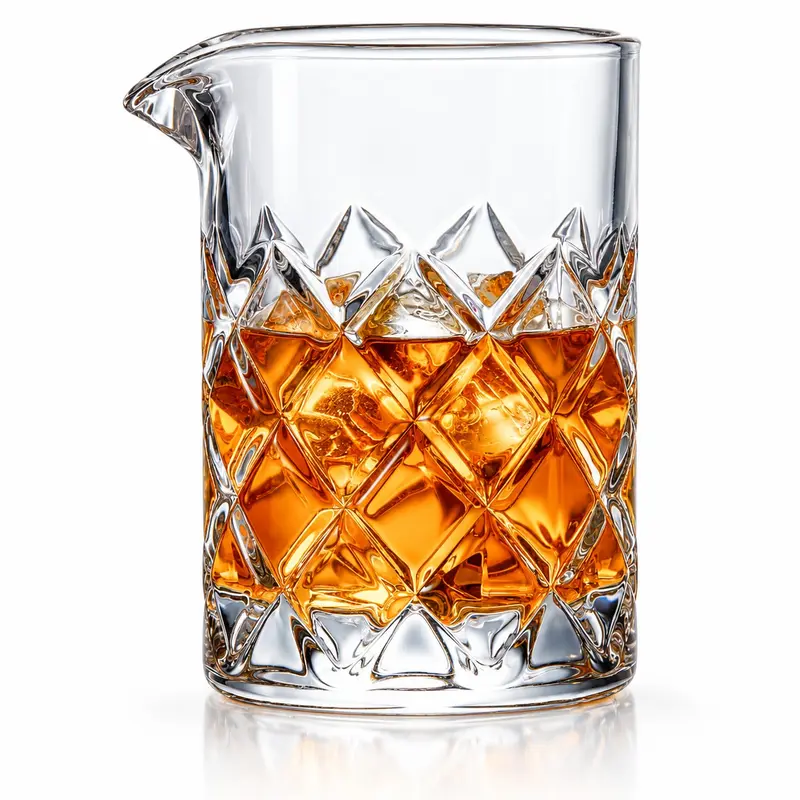 Cocktail Mixing Glass 16 oz, Diamond Cut Glass with Heavy Base and Pour ...