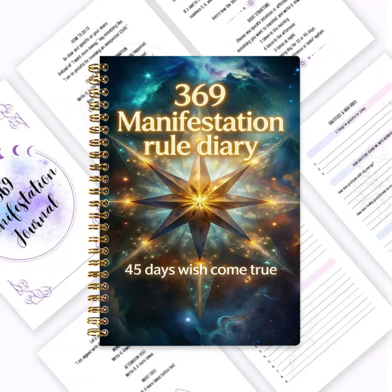 369 Manifestation Diary, Gratitude Journals, Spiritual Growth Planning Book, Attraction Law Wish Realization Manual, Gratitude Diary + High-Vibration Record, Daily Manifestation Exercises, Including Daily Morning 3/ Midday 6/ Evening 9 Writing Practices
