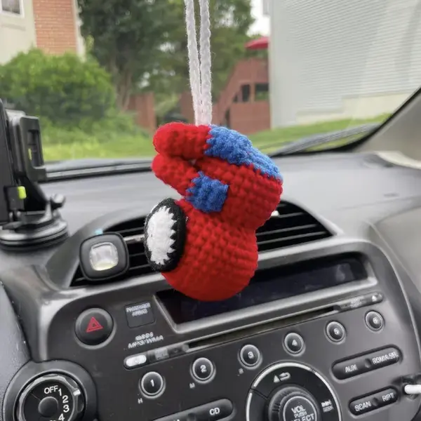 Handmade Crochet Spider Car Hanger, Cute Amigurumi Rearview Mirror Charm, Plush Hanging Car Decor Gift for Boyfriend & Girlfriend