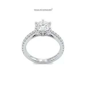 Platinum Plated Moissanite Ring 1.0CTW Non-fading Step Cut Brilliant