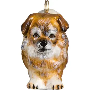 Joy to the World Tibetan Spaniel Polish Glass Christmas Ornament Dog Decoration