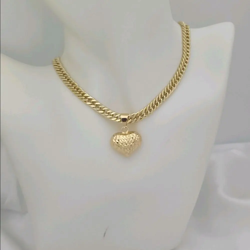 536 cadena y dije corazon gold-plated