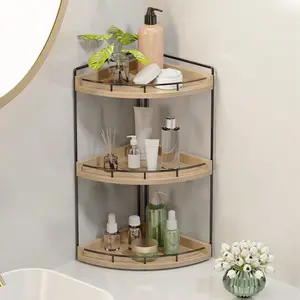 1pc 42cm/16.54in Sturdy And Durable Three-Tier High Scalloped Corner Shelf, Iron Art No-Punch Bathroom Organizer, Kitchen Organizer