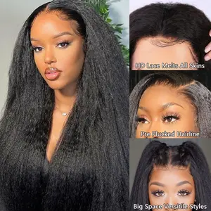 [Combo sale 28"&22"&22"] buy 1 get 2 wig" 24lnch 13x4 Kinky Hair Lace Front Wigs +13x4 22Inch Deepwave Human+ 13x4 22Inch Jerry Curly HairHair PrePlucked HD Transparent Lace Frontal Human HairWigs180% Density