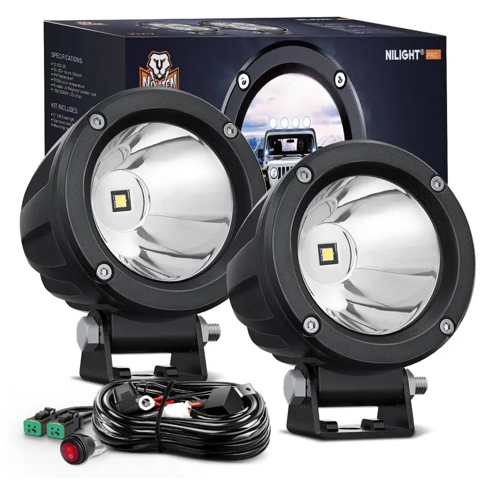 2Pcs White Lights +Wiring harness