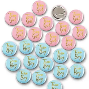 Button Pins 50 count, Team Boy Girl Button Pins,  blue Button Pin for  Shower Party Favors  Party Supplies.