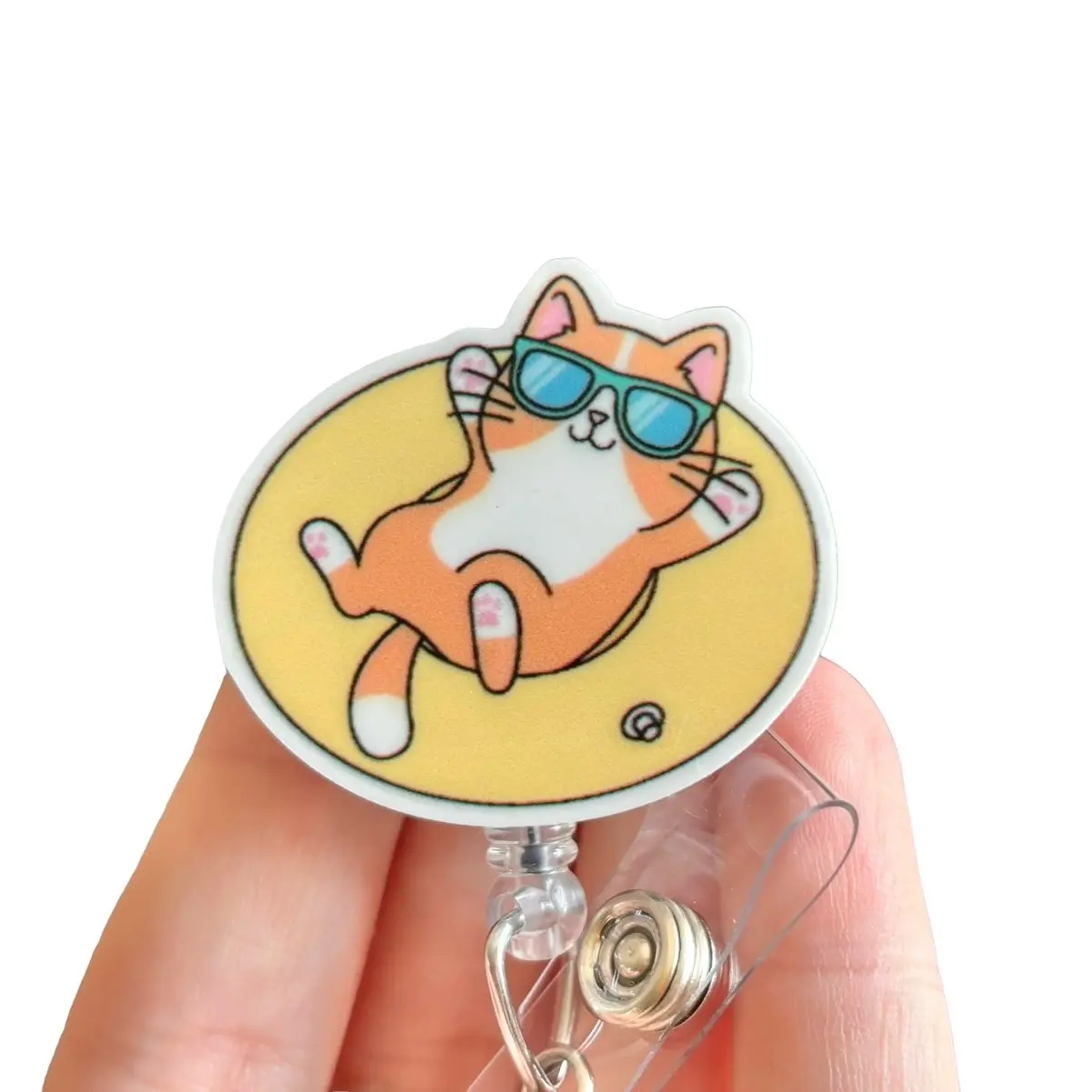 Glitter My Badge Funny summer cat nurse badge reel for nurse and hospital workers. Badge clip Badge pull - Retractable swivel clip with a 360 rotation. Great gift for coworker.