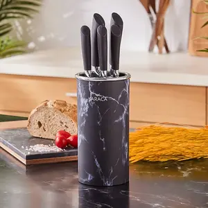 Black Plastic Knife Stand – Universal Kitchen Knife Holder & Organizer, Space-Saving Countertop Storage Block with Detachable Easy-Wash Cap