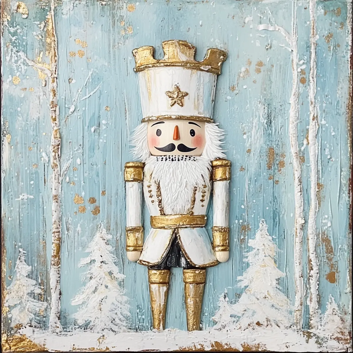 10" x 10" White & Gold Nutcracker Sign TTE-133